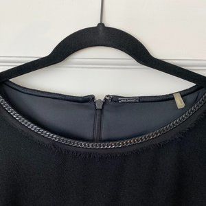 Ellie Tahari Embellished Neckline Black Bell Sleeved Dress